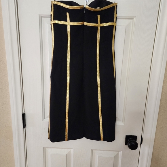 Michael Kors Black & Gold Strapless Dress Size 2 - Picture 3 of 6